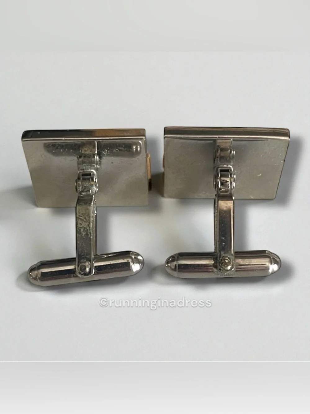 Vintage Christian Dior 1980s Two-Tone Palladium & Gold Plated Cufflinks